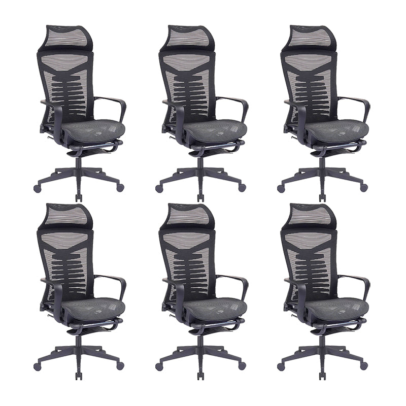 Modern Fixed Arms Office Chair Ergonomic Breathable AirGrid Chair Gray Black 6 Piece Set Clearhalo 'furn' 'furn_office_chair' 'Furniture' 'Office Chairs' 'Office Furniture' 'office_chair' 5881902