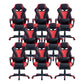 28"W Contemporary Swivel Chair Tilt Mechanism Upholstered Arm Chair Black-Red 8 Piece Set Clearhalo 'furn' 'furn_office_chair' 'Furniture' 'Office Chairs' 'Office Furniture' 'office_chair' 5881911