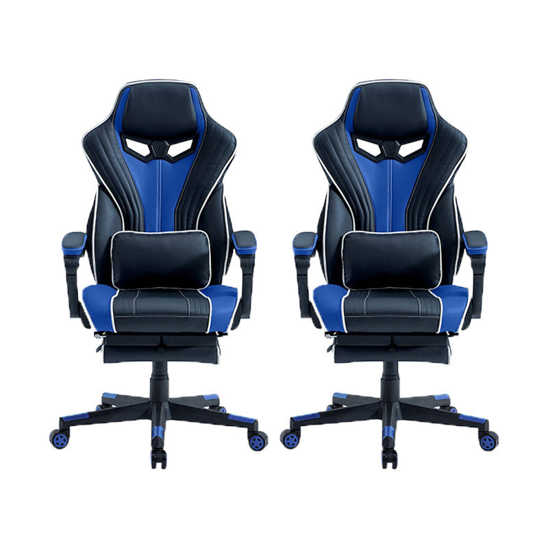 28"W Contemporary Swivel Chair Tilt Mechanism Upholstered Arm Chair Black-Blue 2 Piece Set Clearhalo 'furn' 'furn_office_chair' 'Furniture' 'Office Chairs' 'Office Furniture' 'office_chair' 5881915