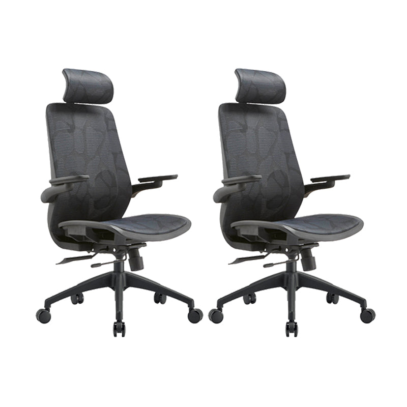 Adjustable High Back Office Chair Lumbar Support Contemporary Chair Black 2 Piece Set Clearhalo 'furn' 'furn_office_chair' 'Furniture' 'Office Chairs' 'Office Furniture' 'office_chair' 5881967