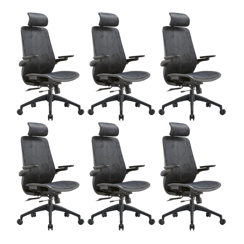 Adjustable High Back Office Chair Lumbar Support Contemporary Chair Black 6 Piece Set Clearhalo 'furn' 'furn_office_chair' 'Furniture' 'Office Chairs' 'Office Furniture' 'office_chair' 5881970