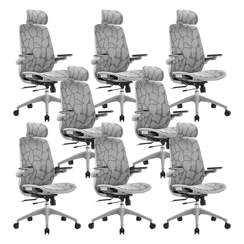 Adjustable High Back Office Chair Lumbar Support Contemporary Chair Grey 8 Piece Set Clearhalo 'furn' 'furn_office_chair' 'Furniture' 'Office Chairs' 'Office Furniture' 'office_chair' 5881982