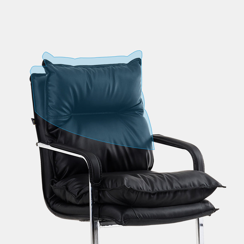 Contemporary Arm Chair Black Leather Fixed Arms Office Chair Clearhalo 'furn' 'furn_office_chair' 'Furniture' 'Office Chairs' 'Office Furniture' 'office_chair' 5881990