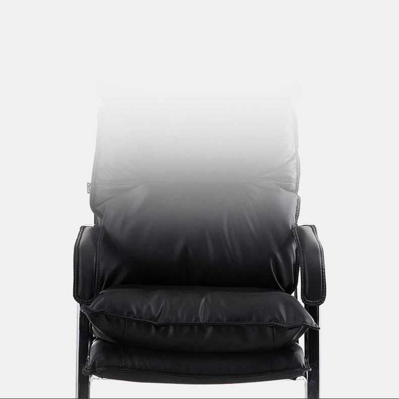 Contemporary Arm Chair Black Leather Fixed Arms Office Chair Clearhalo 'furn' 'furn_office_chair' 'Furniture' 'Office Chairs' 'Office Furniture' 'office_chair' 5881994