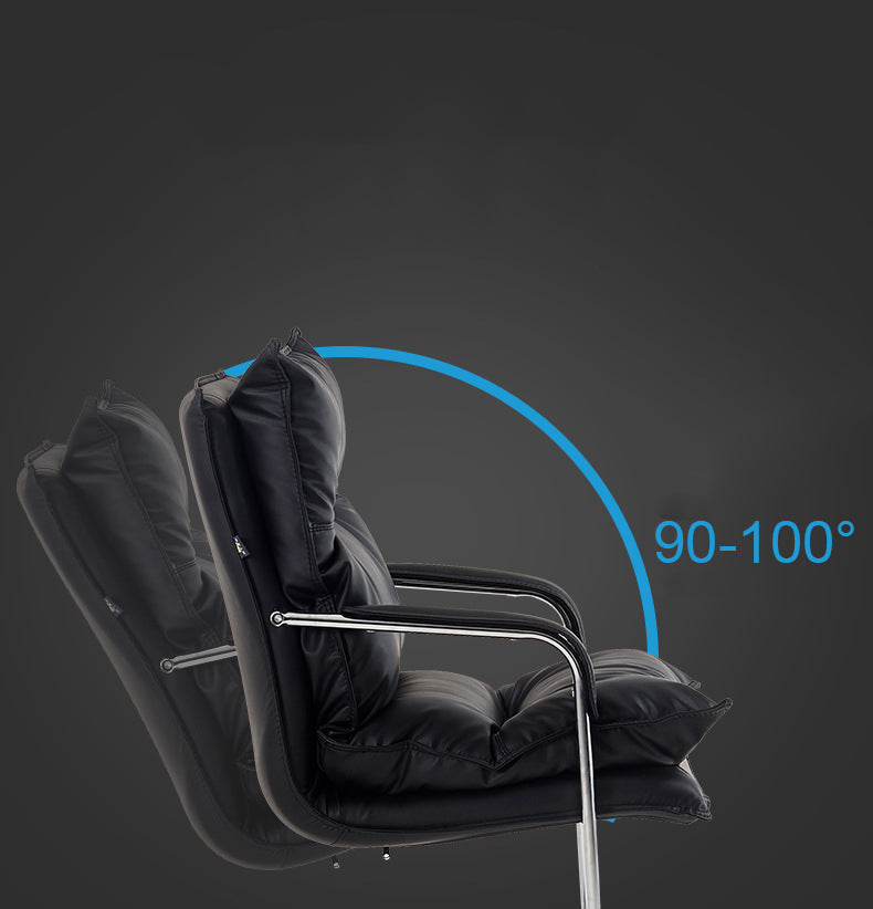 Contemporary Arm Chair Black Leather Fixed Arms Office Chair Clearhalo 'furn' 'furn_office_chair' 'Furniture' 'Office Chairs' 'Office Furniture' 'office_chair' 5881996