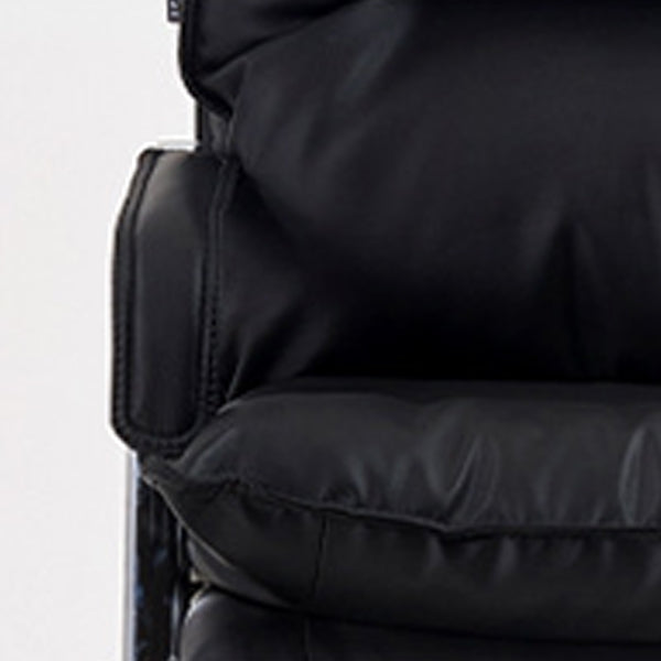 Contemporary Arm Chair Black Leather Fixed Arms Office Chair Clearhalo 'furn' 'furn_office_chair' 'Furniture' 'Office Chairs' 'Office Furniture' 'office_chair' 5881998