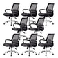 Contemporary Arm Chair Fixed Arms Lumbar Support Office Chair Black 8 Piece Set Star Base Clearhalo 'furn' 'furn_office_chair' 'Furniture' 'Office Chairs' 'Office Furniture' 'office_chair' 5882009