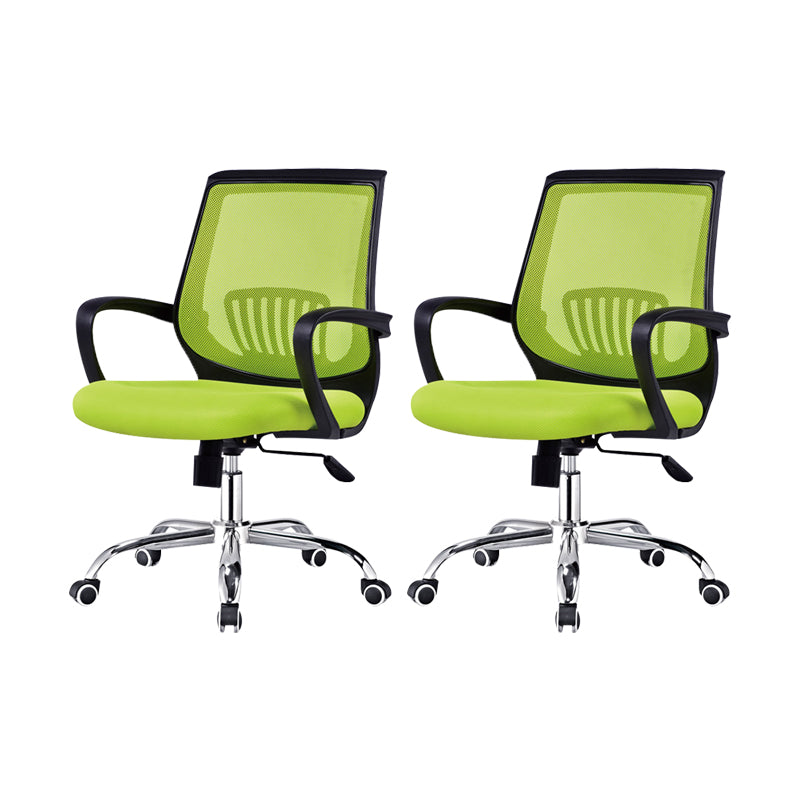 Contemporary Arm Chair Fixed Arms Lumbar Support Office Chair Black Green 2 Piece Set Star Base Clearhalo 'furn' 'furn_office_chair' 'Furniture' 'Office Chairs' 'Office Furniture' 'office_chair' 5882013