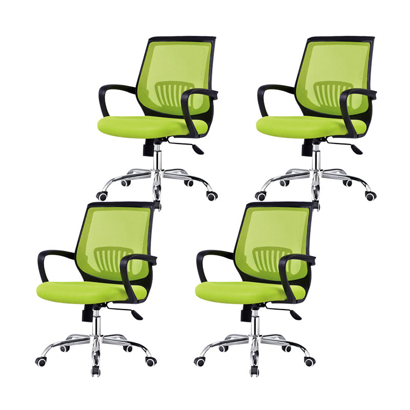 Contemporary Arm Chair Fixed Arms Lumbar Support Office Chair Black Green 4 Piece Set Star Base Clearhalo 'furn' 'furn_office_chair' 'Furniture' 'Office Chairs' 'Office Furniture' 'office_chair' 5882015