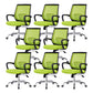 Contemporary Arm Chair Fixed Arms Lumbar Support Office Chair Black Green 8 Piece Set Star Base Clearhalo 'furn' 'furn_office_chair' 'Furniture' 'Office Chairs' 'Office Furniture' 'office_chair' 5882019