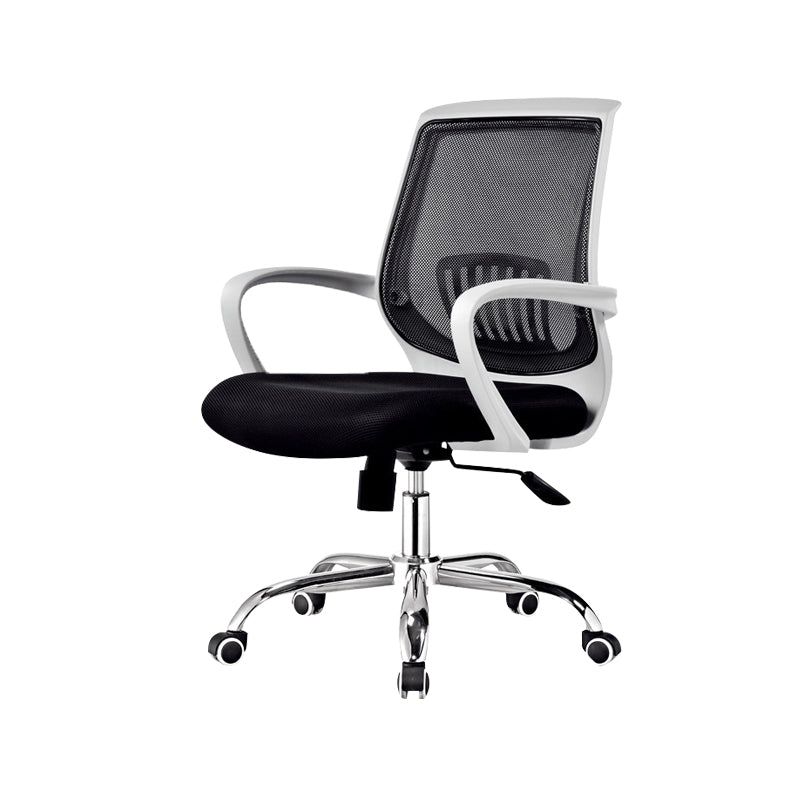 Contemporary Arm Chair Fixed Arms Lumbar Support Office Chair White-Black 1 Piece Star Base Clearhalo 'furn' 'furn_office_chair' 'Furniture' 'Office Chairs' 'Office Furniture' 'office_chair' 5882021