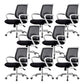 Contemporary Arm Chair Fixed Arms Lumbar Support Office Chair White-Black 8 Piece Set Star Base Clearhalo 'furn' 'furn_office_chair' 'Furniture' 'Office Chairs' 'Office Furniture' 'office_chair' 5882025