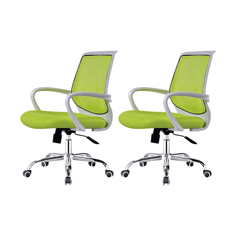 Contemporary Arm Chair Fixed Arms Lumbar Support Office Chair White Green 2 Piece Set Star Base Clearhalo 'furn' 'furn_office_chair' 'Furniture' 'Office Chairs' 'Office Furniture' 'office_chair' 5882027