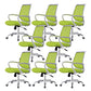 Contemporary Arm Chair Fixed Arms Lumbar Support Office Chair White Green 8 Piece Set Star Base Clearhalo 'furn' 'furn_office_chair' 'Furniture' 'Office Chairs' 'Office Furniture' 'office_chair' 5882030