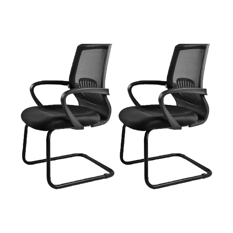 Contemporary Arm Chair Fixed Arms Lumbar Support Office Chair Black 2 Piece Set Arch Clearhalo 'furn' 'furn_office_chair' 'Furniture' 'Office Chairs' 'Office Furniture' 'office_chair' 5882032