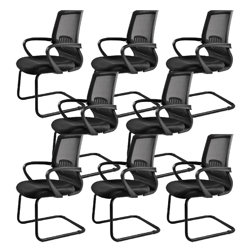 Contemporary Arm Chair Fixed Arms Lumbar Support Office Chair Black 8 Piece Set Arch Clearhalo 'furn' 'furn_office_chair' 'Furniture' 'Office Chairs' 'Office Furniture' 'office_chair' 5882035