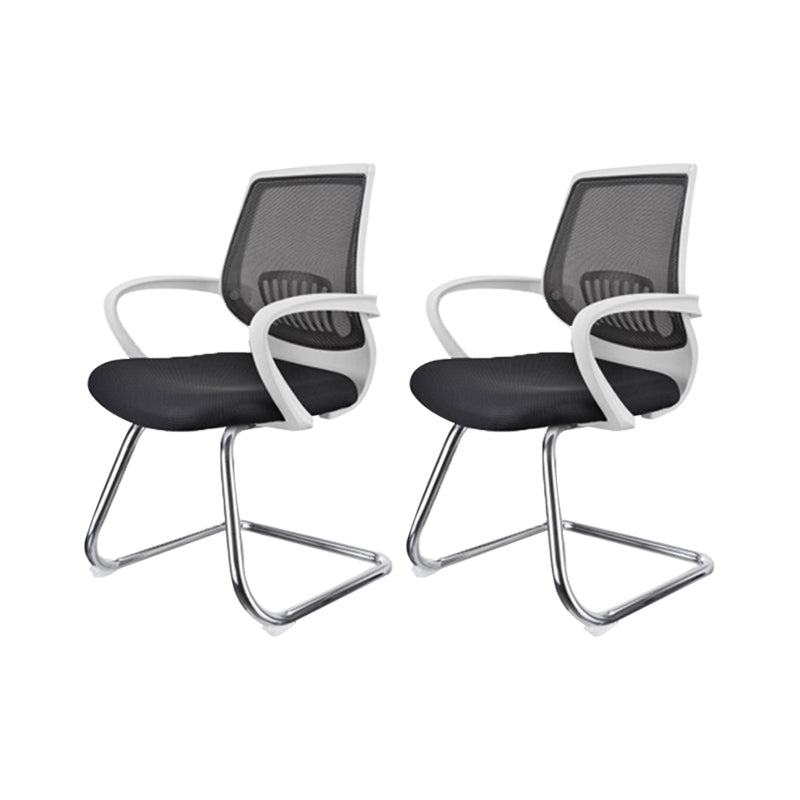 Contemporary Arm Chair Fixed Arms Lumbar Support Office Chair White 2 Piece Set Arch Clearhalo 'furn' 'furn_office_chair' 'Furniture' 'Office Chairs' 'Office Furniture' 'office_chair' 5882037