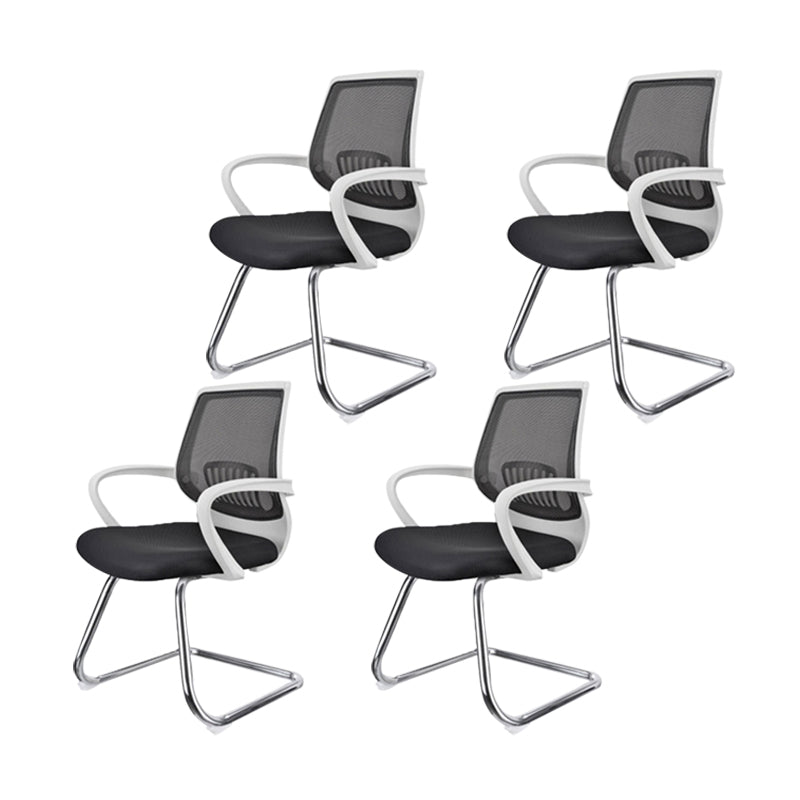 Contemporary Arm Chair Fixed Arms Lumbar Support Office Chair White 4 Piece Set Arch Clearhalo 'furn' 'furn_office_chair' 'Furniture' 'Office Chairs' 'Office Furniture' 'office_chair' 5882038