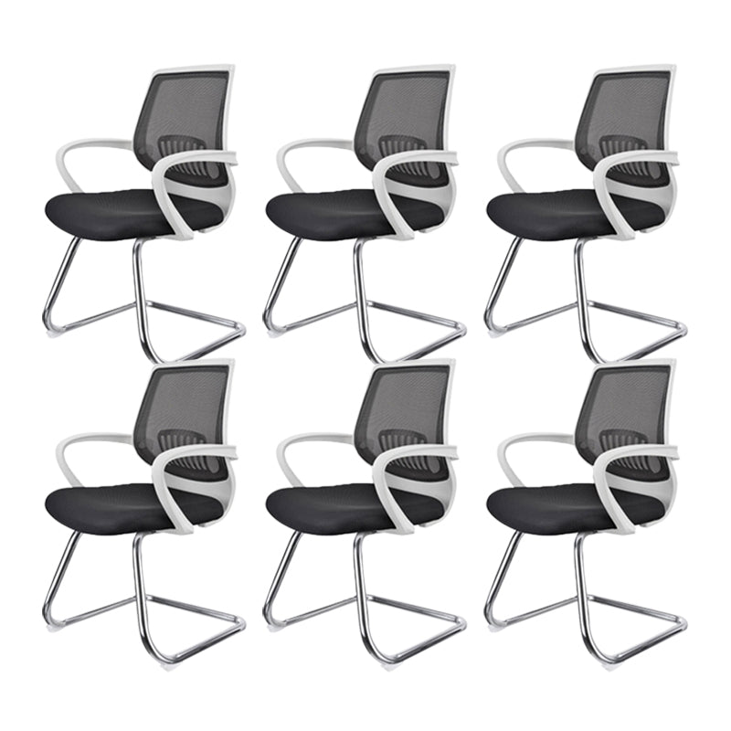Contemporary Arm Chair Fixed Arms Lumbar Support Office Chair White 6 Piece Set Arch Clearhalo 'furn' 'furn_office_chair' 'Furniture' 'Office Chairs' 'Office Furniture' 'office_chair' 5882039