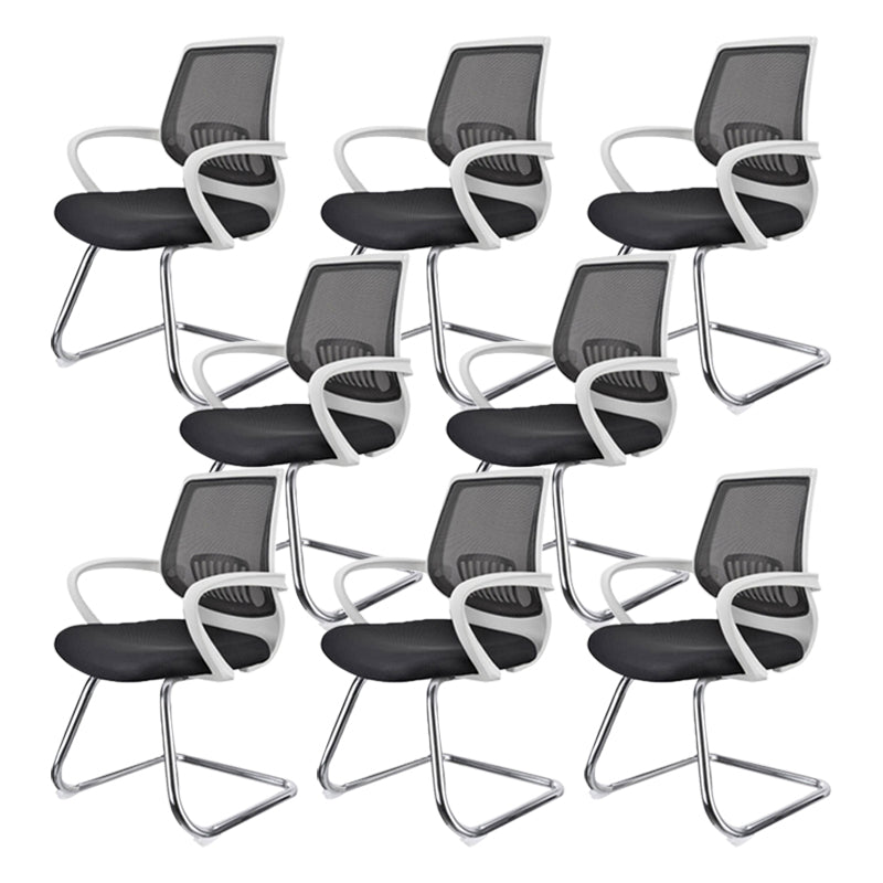 Contemporary Arm Chair Fixed Arms Lumbar Support Office Chair White 8 Piece Set Arch Clearhalo 'furn' 'furn_office_chair' 'Furniture' 'Office Chairs' 'Office Furniture' 'office_chair' 5882040