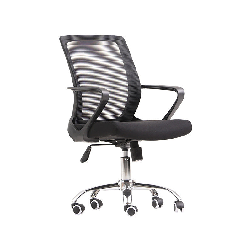Silla moderna y contemporánea con respaldo medio Silla negra con ruedas para tareas