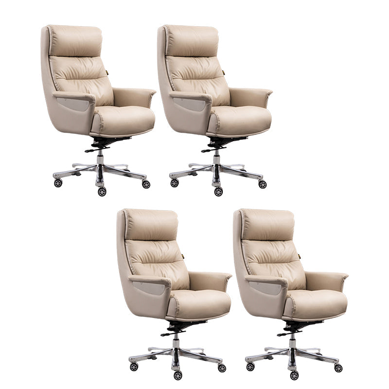 High Back Managers Chair Contemporary Swivel Executive Chair Beige 4 Piece Set Clearhalo 'furn' 'furn_office_chair' 'Furniture' 'Office Chairs' 'Office Furniture' 'office_chair' 5882152
