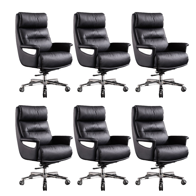 High Back Managers Chair Contemporary Swivel Executive Chair Black 6 Piece Set Clearhalo 'furn' 'furn_office_chair' 'Furniture' 'Office Chairs' 'Office Furniture' 'office_chair' 5882154