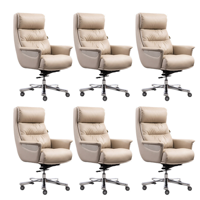 High Back Managers Chair Contemporary Swivel Executive Chair Beige 6 Piece Set Clearhalo 'furn' 'furn_office_chair' 'Furniture' 'Office Chairs' 'Office Furniture' 'office_chair' 5882160