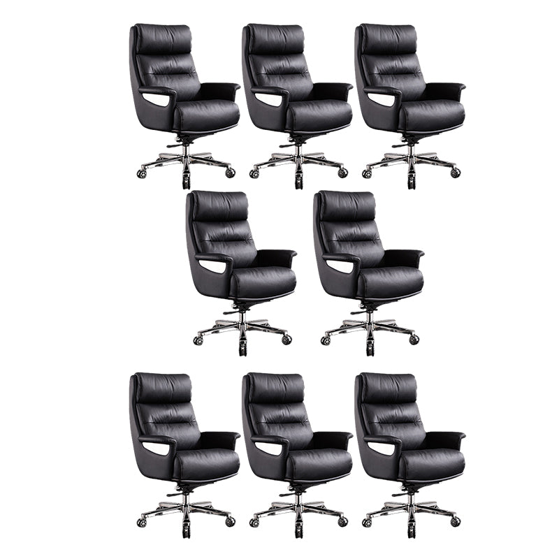 High Back Managers Chair Contemporary Swivel Executive Chair Black 8 Piece Set Clearhalo 'furn' 'furn_office_chair' 'Furniture' 'Office Chairs' 'Office Furniture' 'office_chair' 5882161