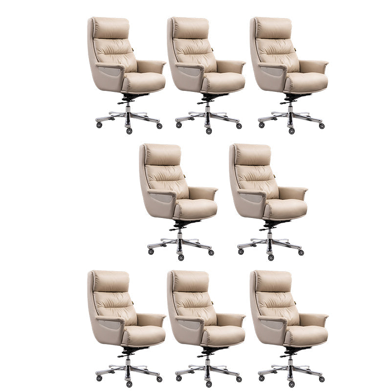High Back Managers Chair Contemporary Swivel Executive Chair Beige 8 Piece Set Clearhalo 'furn' 'furn_office_chair' 'Furniture' 'Office Chairs' 'Office Furniture' 'office_chair' 5882167