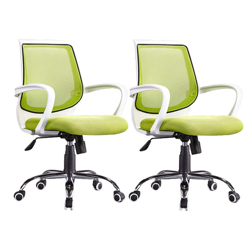 Contemporary Arm Chair Green Fixed Arms Adjustable Seat Height Office Chair 2 Piece Set Clearhalo 'furn' 'furn_office_chair' 'Furniture' 'Office Chairs' 'Office Furniture' 'office_chair' 5882170