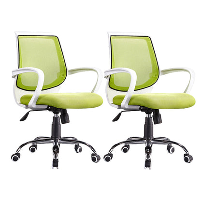 Contemporary Arm Chair Green Fixed Arms Adjustable Seat Height Office Chair 2 Piece Set Clearhalo 'furn' 'furn_office_chair' 'Furniture' 'Office Chairs' 'Office Furniture' 'office_chair' 5882170