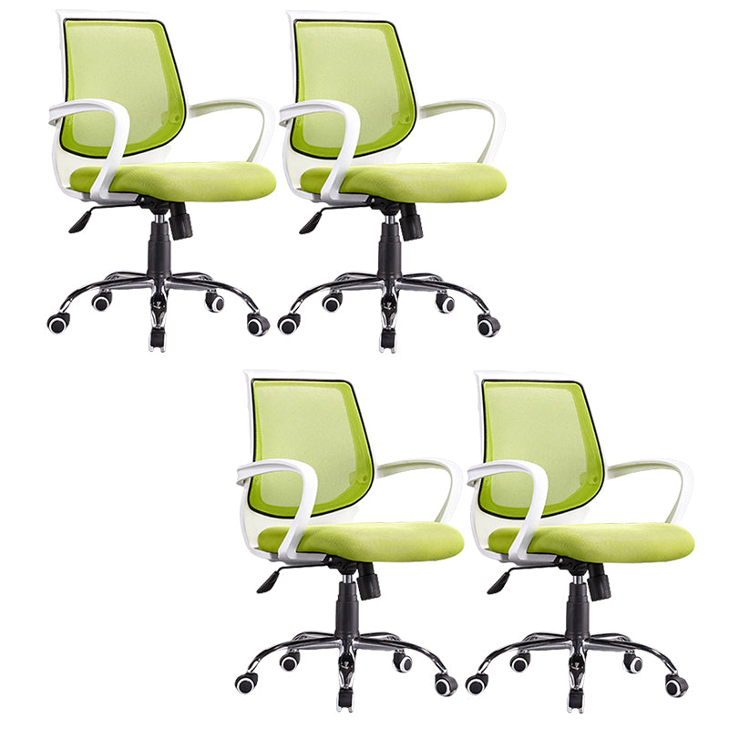 Contemporary Arm Chair Green Fixed Arms Adjustable Seat Height Office Chair 4 Piece Set Clearhalo 'furn' 'furn_office_chair' 'Furniture' 'Office Chairs' 'Office Furniture' 'office_chair' 5882171