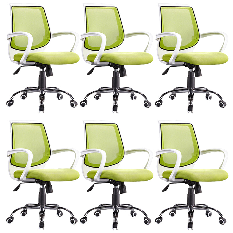 Contemporary Arm Chair Green Fixed Arms Adjustable Seat Height Office Chair 6 Piece Set Clearhalo 'furn' 'furn_office_chair' 'Furniture' 'Office Chairs' 'Office Furniture' 'office_chair' 5882173