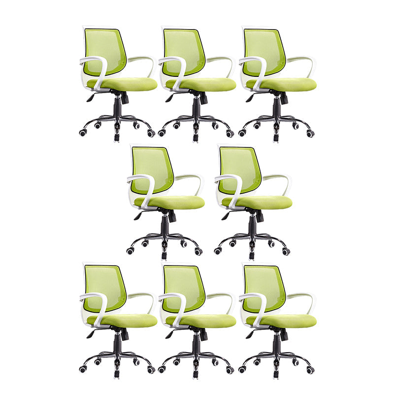 Contemporary Arm Chair Green Fixed Arms Adjustable Seat Height Office Chair 8 Piece Set Clearhalo 'furn' 'furn_office_chair' 'Furniture' 'Office Chairs' 'Office Furniture' 'office_chair' 5882175
