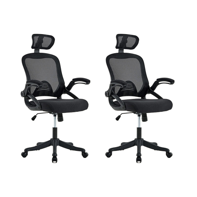 Contemporary Office Chair Swivel Breathable AirGrid Desk Chair Black 2 Piece Set Clearhalo 'furn' 'furn_office_chair' 'Furniture' 'Office Chairs' 'Office Furniture' 'office_chair' 5882187