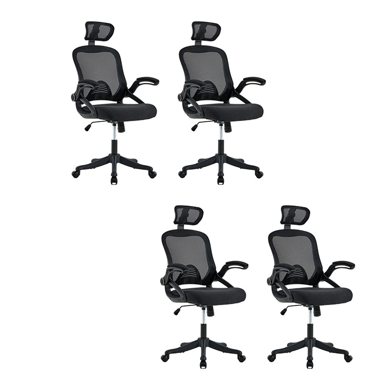 Contemporary Office Chair Swivel Breathable AirGrid Desk Chair Black 4 Piece Set Clearhalo 'furn' 'furn_office_chair' 'Furniture' 'Office Chairs' 'Office Furniture' 'office_chair' 5882191