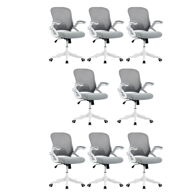 Contemporary Office Chair Swivel Breathable AirGrid Desk Chair White-Gray 8 Piece Set Clearhalo 'furn' 'furn_office_chair' 'Furniture' 'Office Chairs' 'Office Furniture' 'office_chair' 5882201