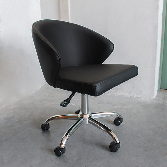 Modern Armless Black Office Chair Height-adjustable Chair with Wheels Faux Leather 1 Piece