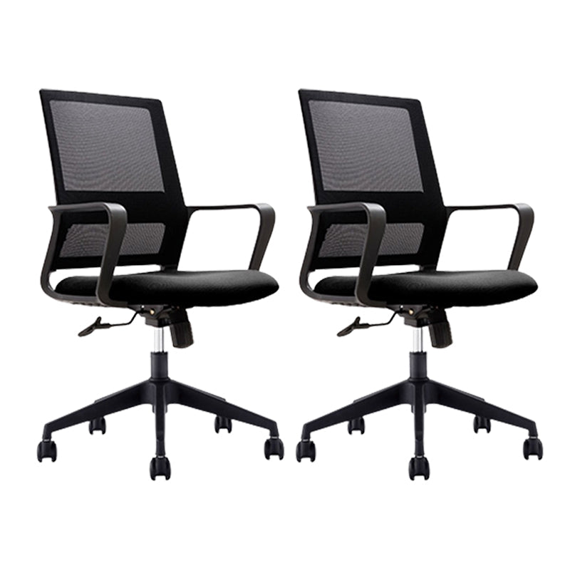 Black Contemporary Office Chair Swivel Breathable AirGrid Desk Chair Casters 2 Piece Set Clearhalo 'furn' 'furn_office_chair' 'Furniture' 'Office Chairs' 'Office Furniture' 'office_chair' 5882283
