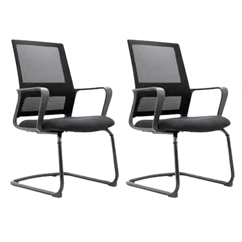 Black Contemporary Office Chair Swivel Breathable AirGrid Desk Chair Without Casters 2 Piece Set Clearhalo 'furn' 'furn_office_chair' 'Furniture' 'Office Chairs' 'Office Furniture' 'office_chair' 5882284