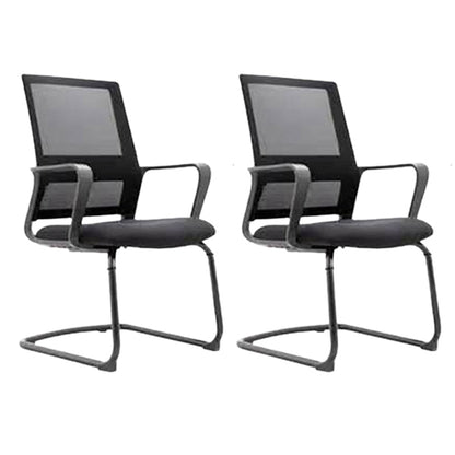 Black Contemporary Office Chair Swivel Breathable AirGrid Desk Chair Without Casters 2 Piece Set Clearhalo 'furn' 'furn_office_chair' 'Furniture' 'Office Chairs' 'Office Furniture' 'office_chair' 5882284