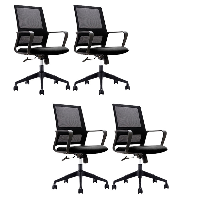 Black Contemporary Office Chair Swivel Breathable AirGrid Desk Chair Casters 4 Piece Set Clearhalo 'furn' 'furn_office_chair' 'Furniture' 'Office Chairs' 'Office Furniture' 'office_chair' 5882287
