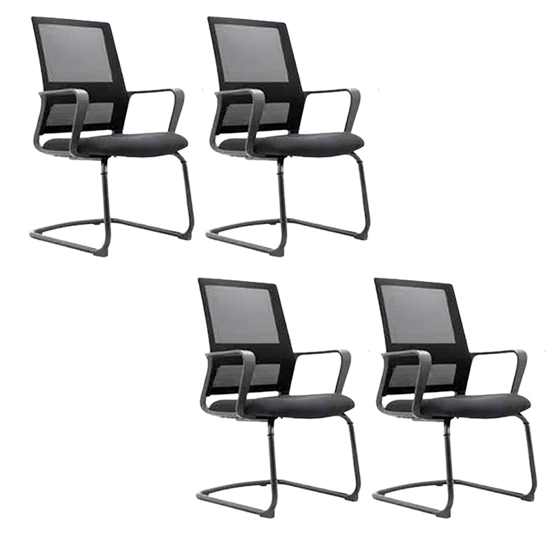 Black Contemporary Office Chair Swivel Breathable AirGrid Desk Chair Without Casters 4 Piece Set Clearhalo 'furn' 'furn_office_chair' 'Furniture' 'Office Chairs' 'Office Furniture' 'office_chair' 5882288