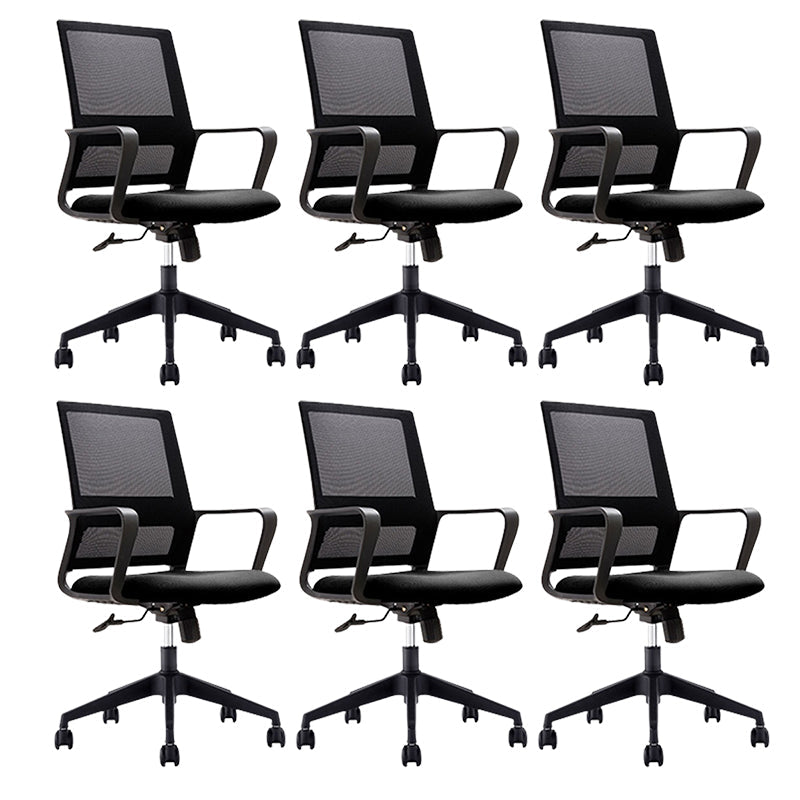 Black Contemporary Office Chair Swivel Breathable AirGrid Desk Chair Casters 6 Piece Set Clearhalo 'furn' 'furn_office_chair' 'Furniture' 'Office Chairs' 'Office Furniture' 'office_chair' 5882290