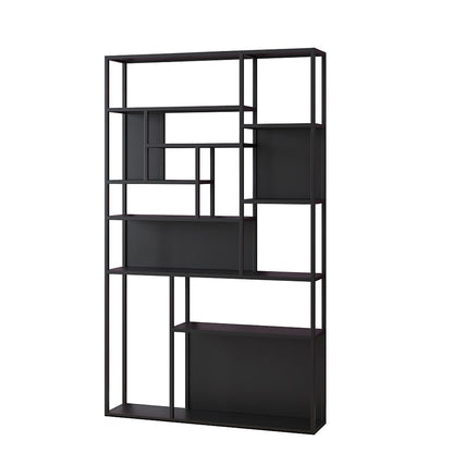 Metal and Wood Modern Book Shelf Open Floor Shelf Bookcase for Home Black Clearhalo 'Bookcases' 'furn' 'furn_bookcases' 'Furniture' 'Office Furniture' 5882364
