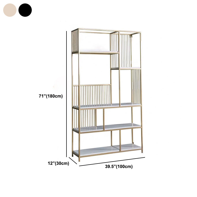 70.9" Tall Metal Book Shelf With Rectangular Shelves Bookshelf Open Back