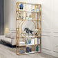 Engineered Wood and Metal Bookshelf Gold Glam Bookcase Open Shelf