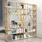 Engineered Wood and Metal Bookshelf Gold Glam Bookcase Open Shelf