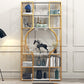 Engineered Wood and Metal Bookshelf Gold Glam Bookcase Open Shelf